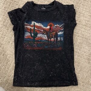 Kids Cowboy Scene Black T-Shirt